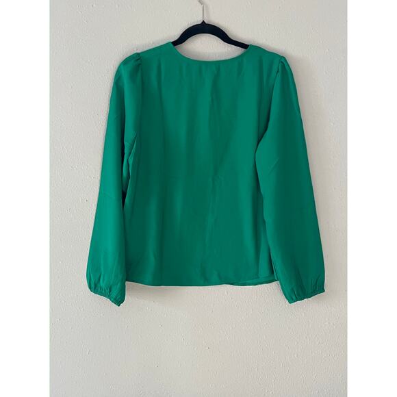 NWT J. Crew Green Women’s Top Blouse Long Sleeve Size M Business Casual Fall - Picture 2 of 4